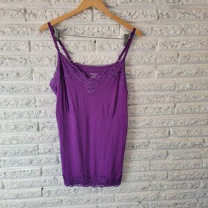 Lane Bryant Womens Top 18 20 Plus Camisole Purple Lace Trim Spaghetti PUR3E